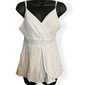 𝅺Pink Melo White Wrap Sleeveless Romper V Neck